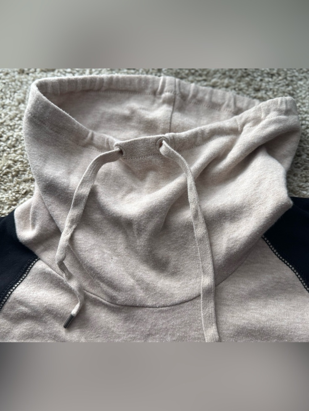 American Living Cowl Neck Colorblock Long Sleeve Top Beige Black Size Large - Picture 3 of 6
